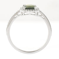 1.71 Ct Oval Mixed Cut Natural Green Sapphire 950 Platinum Ring