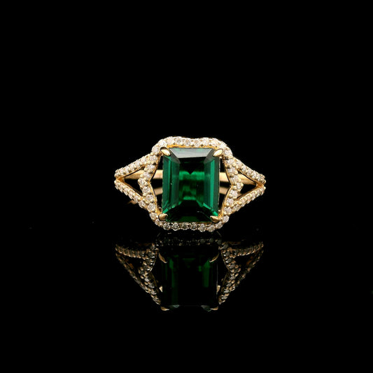 1.74 Ct Emerald Cut Lab Grown Emerald 14K Gold Ring