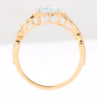 1.83 Ct Oval Mixed Cut Natural Aquamarine 14K Gold Ring
