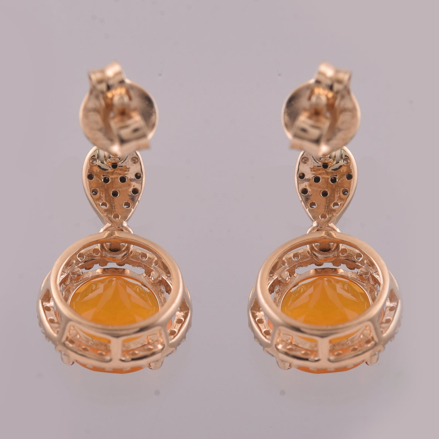 2.12 Ct Round Mixed Cut Natural Fire Opal 14K Gold Earrings