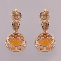 2.12 Ct Round Mixed Cut Natural Fire Opal 14K Gold Earrings