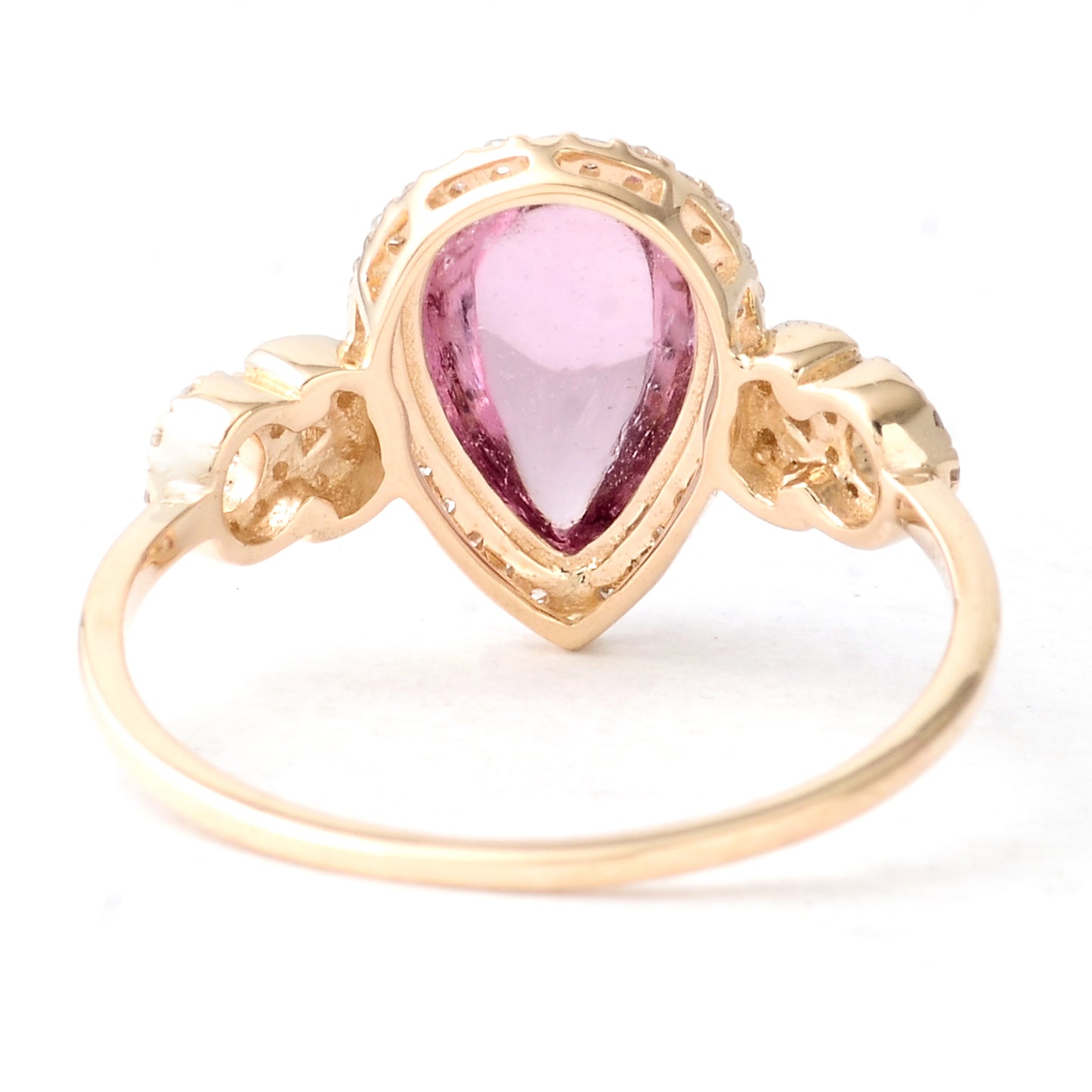 2.51 Ct Pear Cabochon Natural Tourmaline 14K Gold Ring