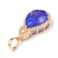 3.03 Ct Pear Mixed Cut Natural Tanzanite 14K Gold Pendant