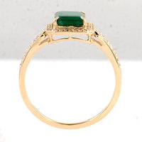 1.64 Ct Emerald Cut Natural Beryl Emerald 14K Gold Ring