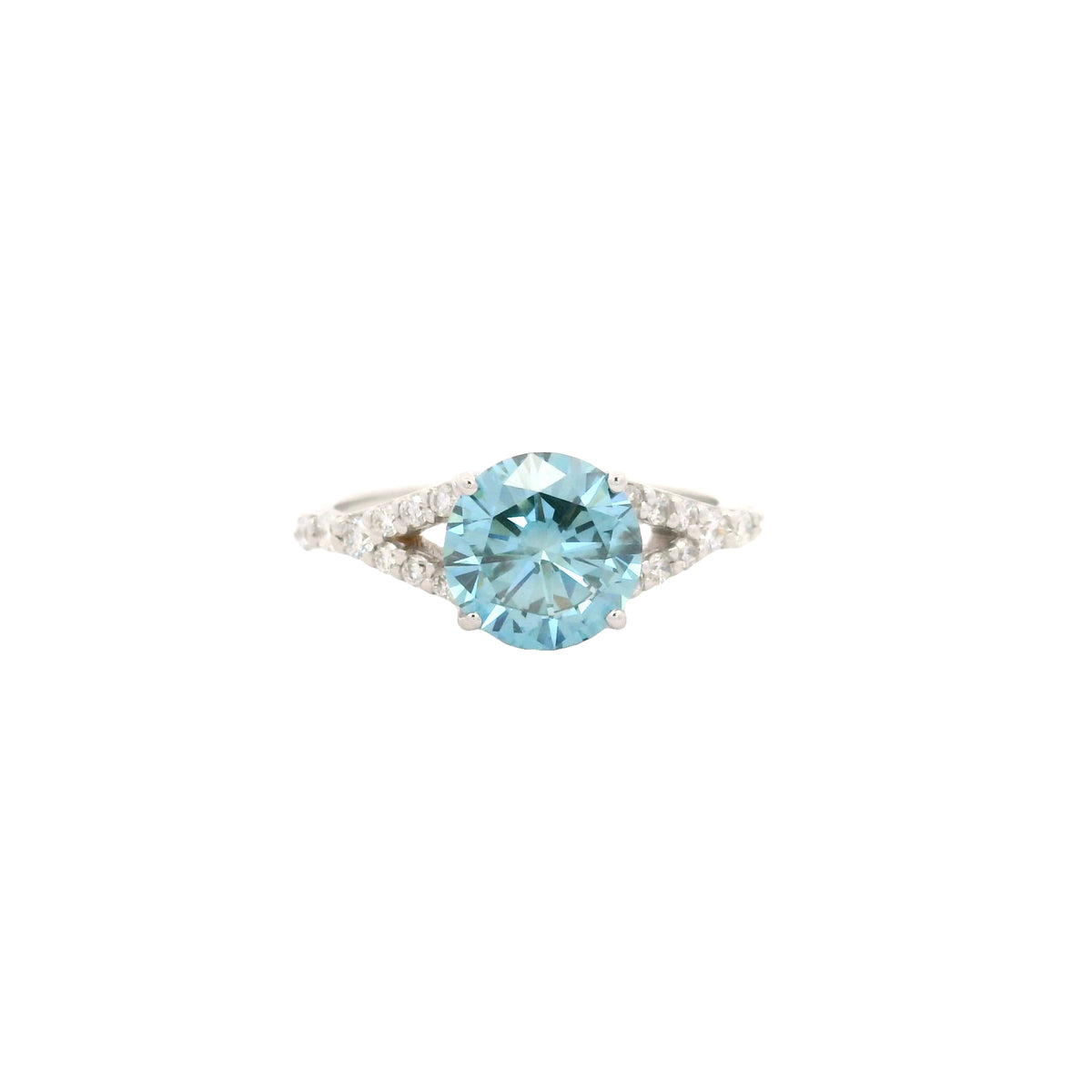 2.25 Carats Blue Lab Grown Diamond 14K Gold Ring