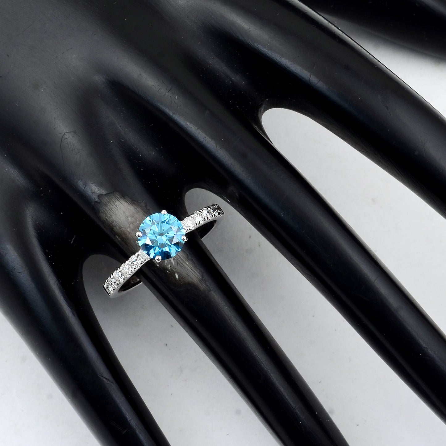 1.43 Carats Blue Lab Grown Diamond 14K Gold Ring
