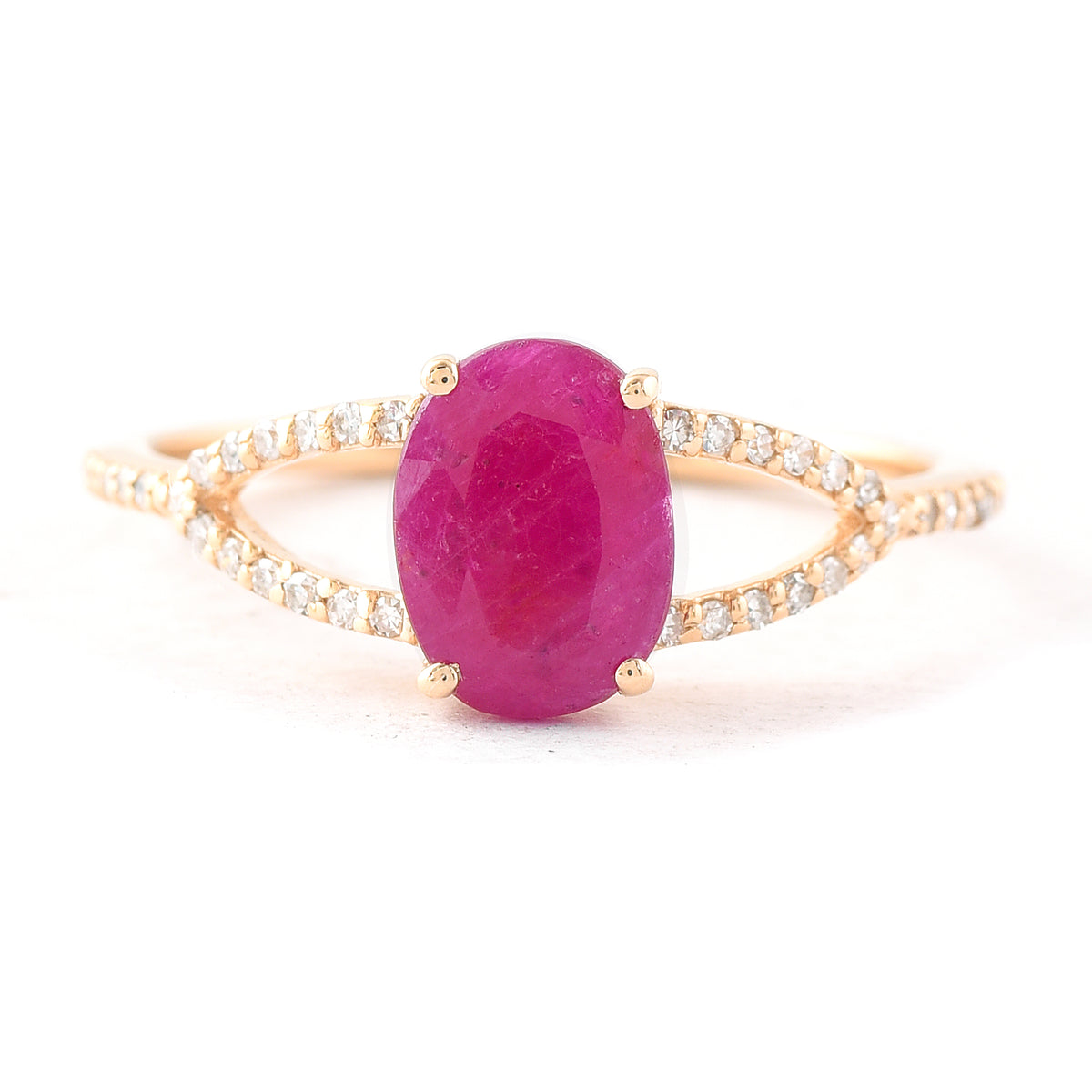 1.31 Ct Oval Mixed Cut Natural Ruby 14K Gold Ring