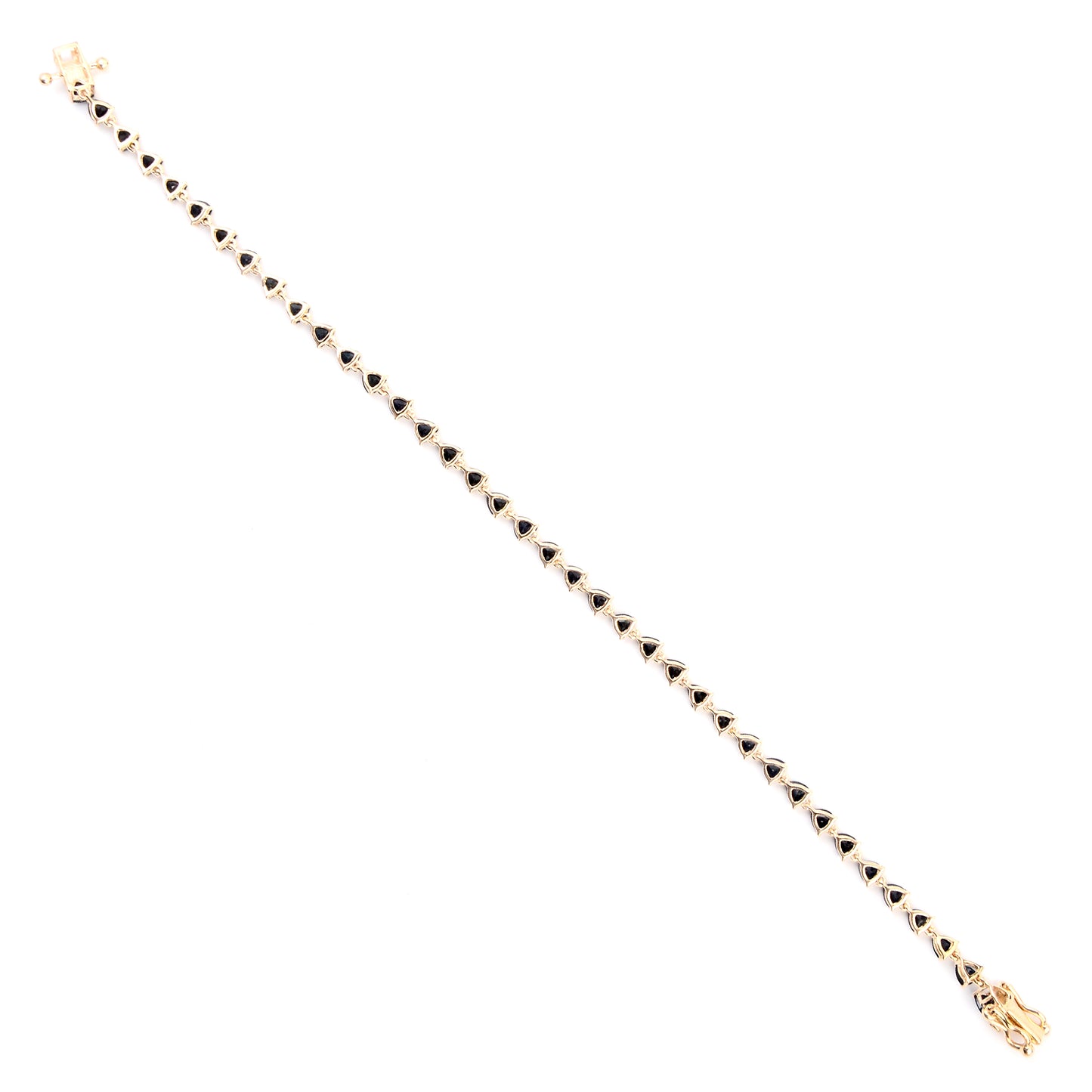 4.90 Ct Trillion Sapphire 14K Gold Bracelet