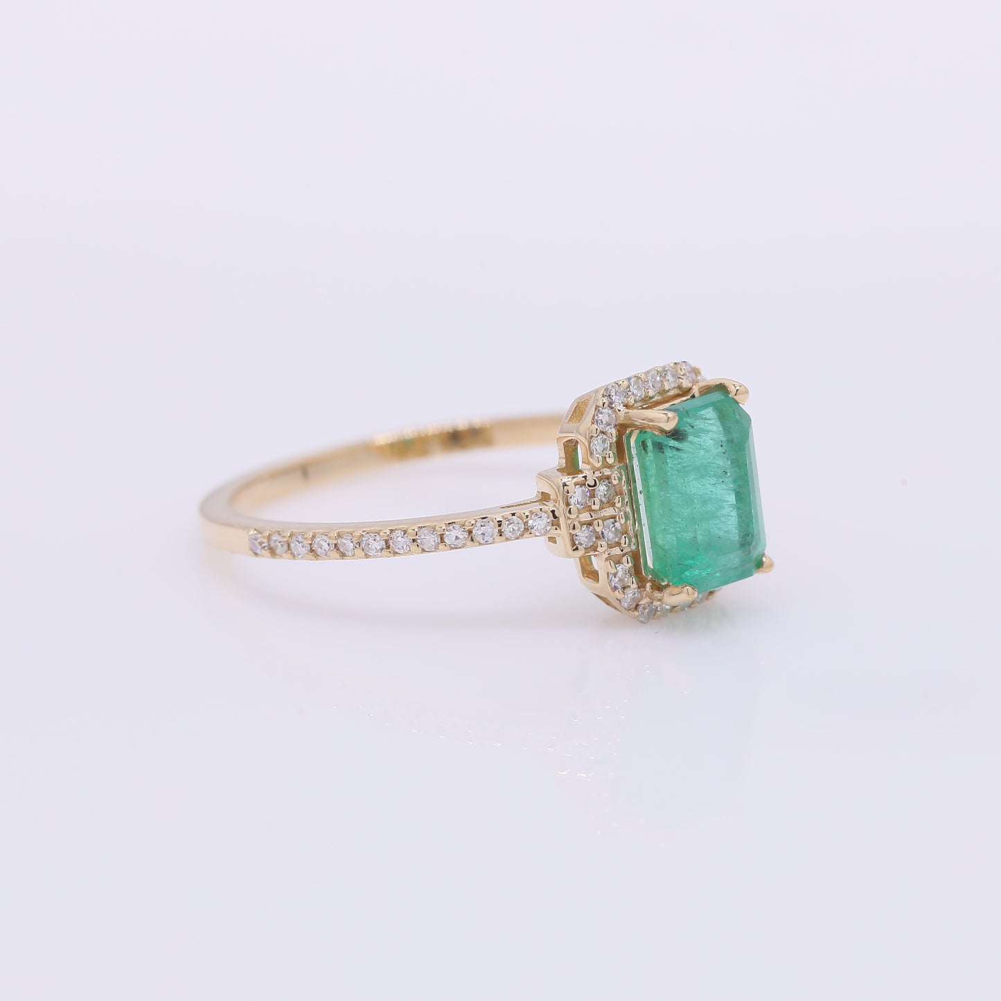 1.17 Ct Octagon Step Cut Natural Emerald 14K Gold Ring