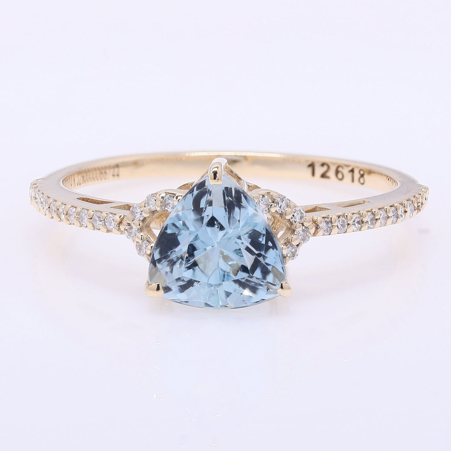 1.22 Ct Triangle Mixed Cut Natural Aquamarine 14K Gold Ring