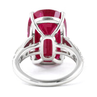 20.42 Ct Cushion Ruby 950 Platinum Ring