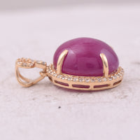 8.52 Ct Oval Mixed Cut Natural Ruby 14K Gold Pendant