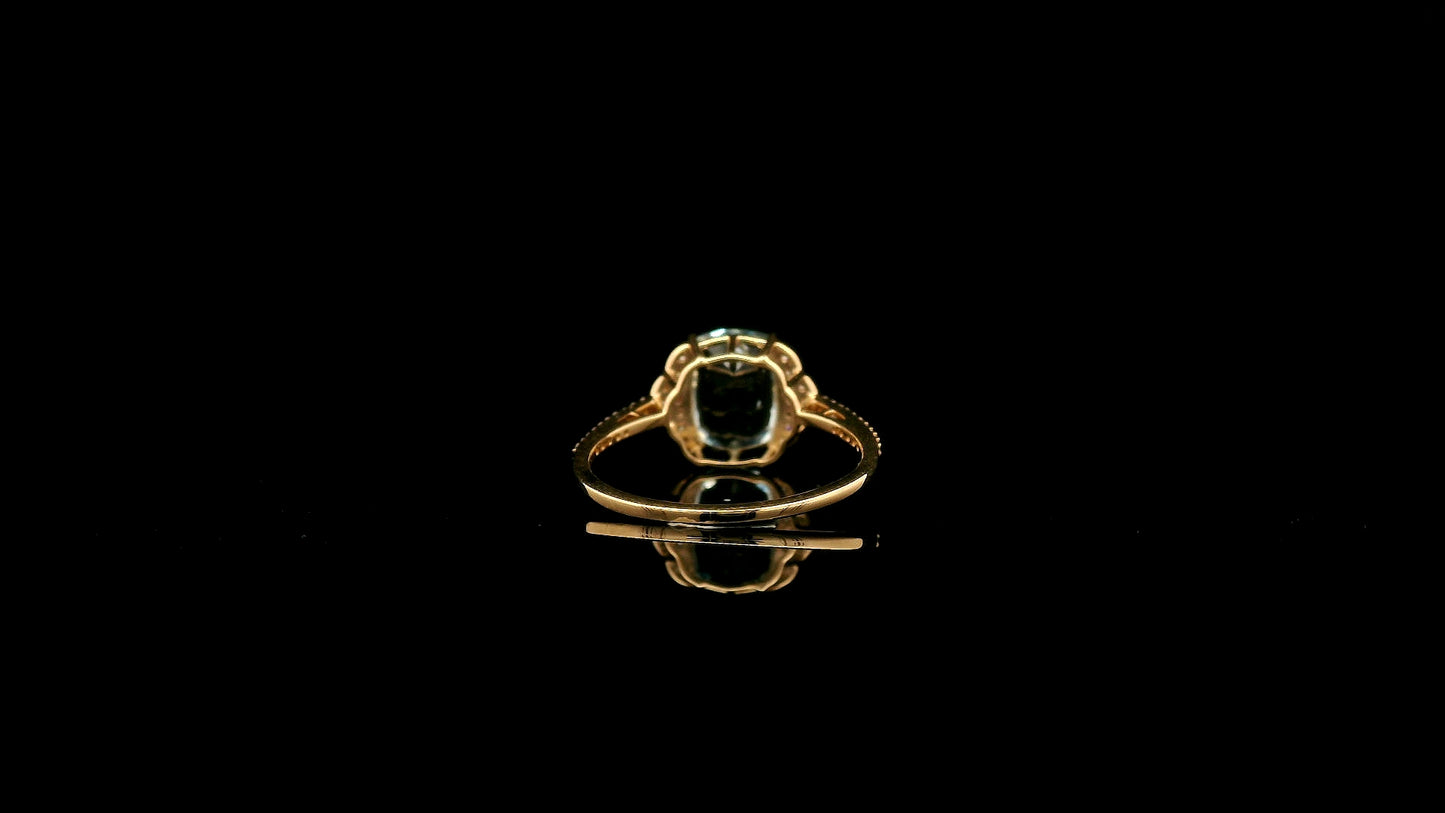 2.20 Ct Cushion Natural Aquamarine 14K Gold Ring