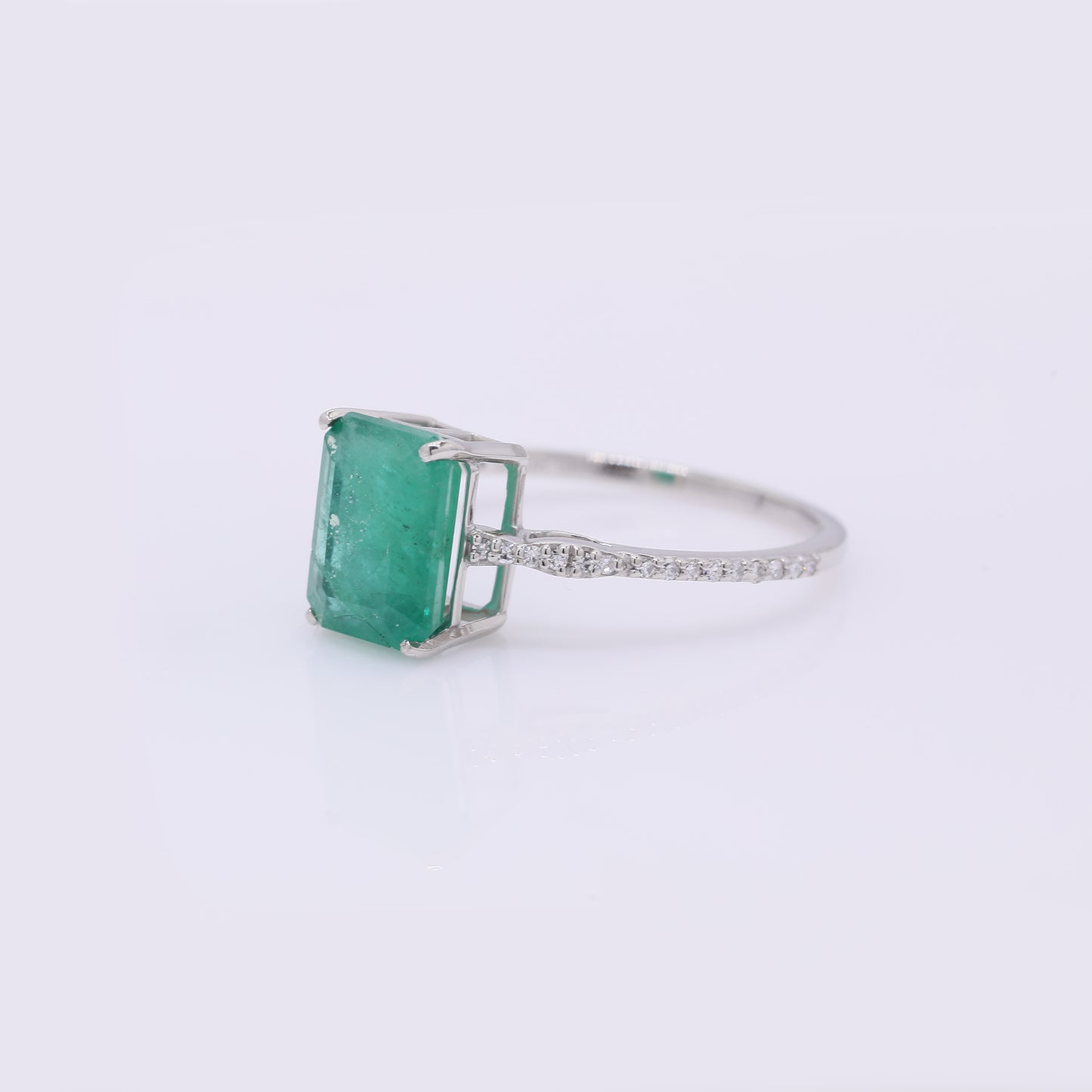 2.58 Ct Octagon Step Cut Natural Emerald 950 Platinum Ring