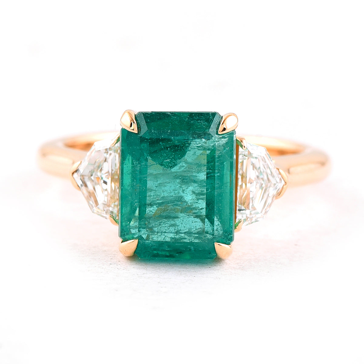 4.72 Ct Octagonal Step Cut Natural Beryl Emerald 18K Gold Ring