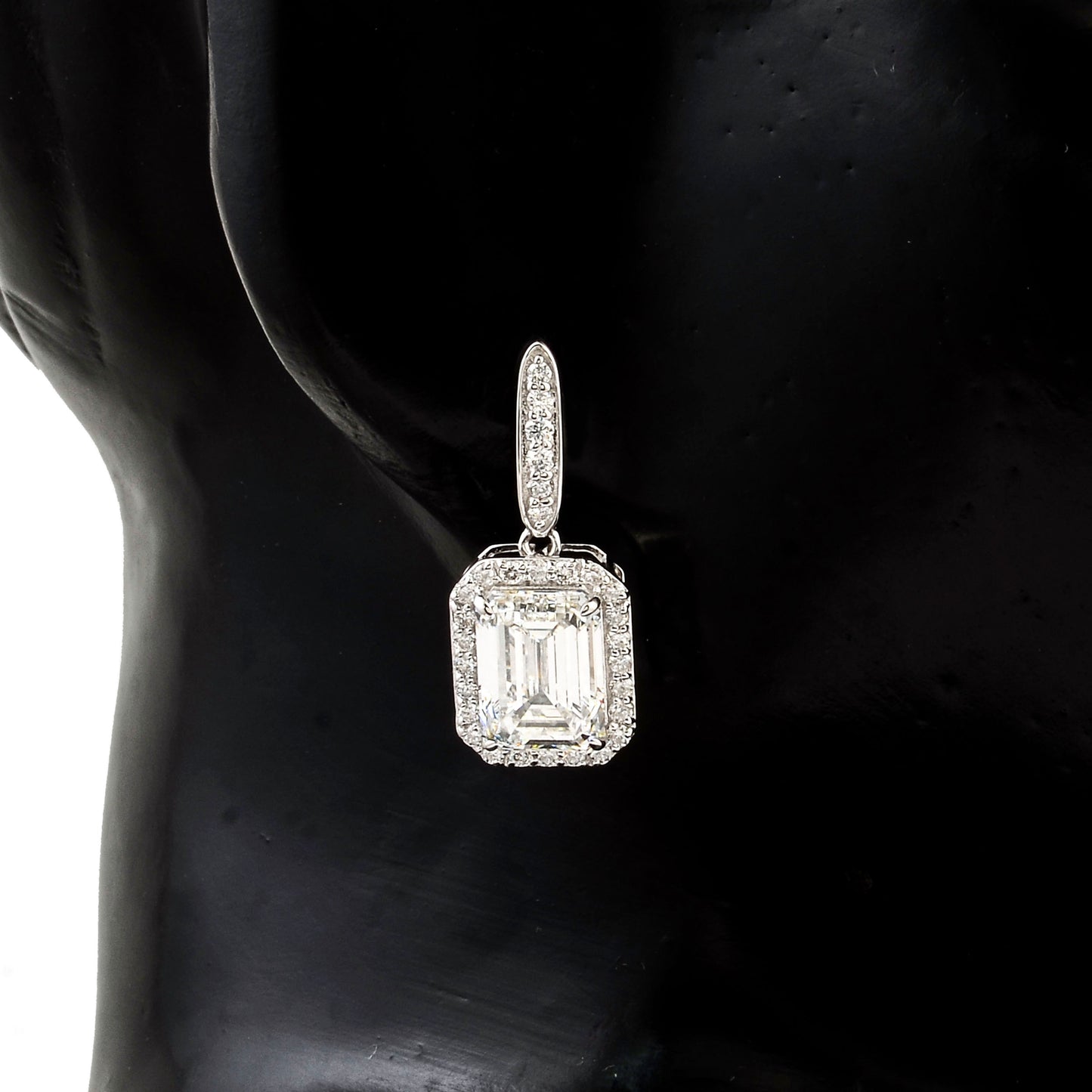 6.36 Ct Emerald Cut Lab Grown Diamond 14K Gold Earrings