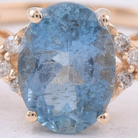 1.26 Ct Oval Natural Aquamarine 14K Gold Ring