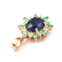 2.08 Ct Oval Mixed Cut Natural Sapphire 14K Gold Pendant