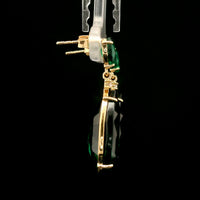 24.36 Ct Pear Mixed Cut Lab Grown Emerald 14K Gold Earrings