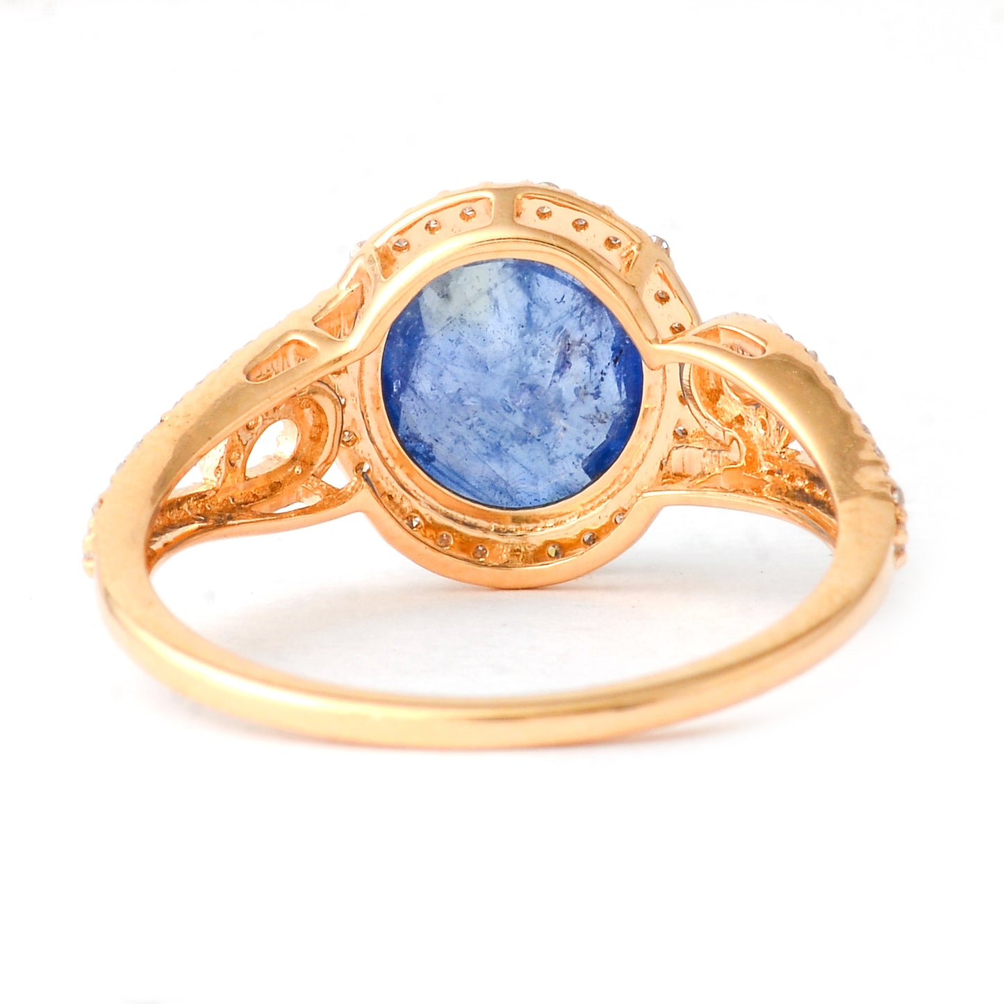 2.45 Ct Oval Mixed Cut Natural Sapphire 14K Gold Ring