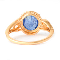 2.45 Ct Oval Mixed Cut Natural Sapphire 14K Gold Ring