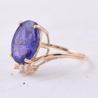 6.92 Ct Oval Natural Tanzanite 14K Gold Ring