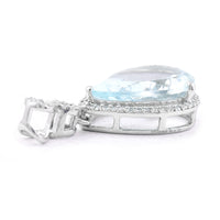 3.35 Ct Pear Mixed Cut Natural Aquamarine 950 Platinum Pendant