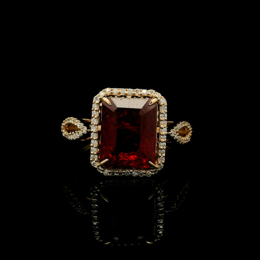 5.03 Ct Emerald Cut Lab Grown Ruby 14K Gold Ring