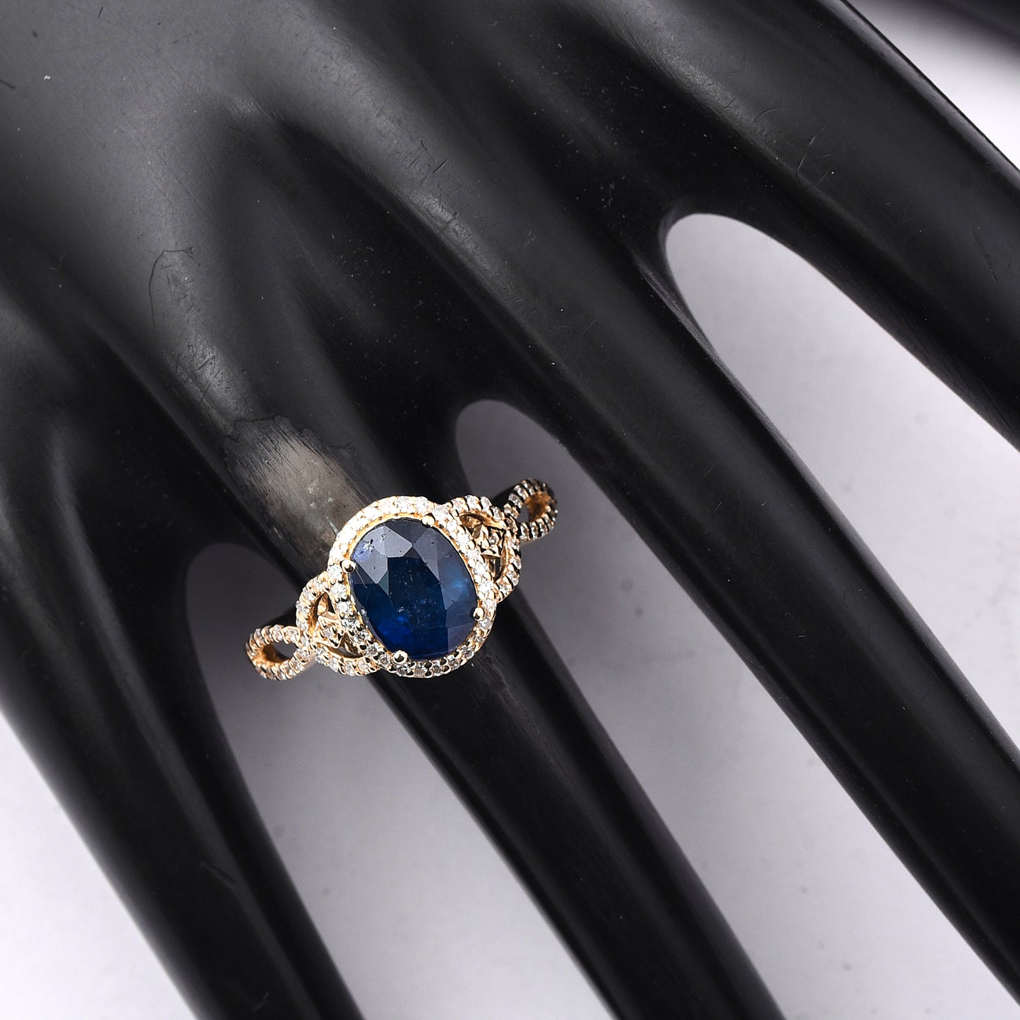 2.49 Ct Oval Mixed Cut Natural Sapphire 14K Gold Ring