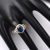 2.49 Ct Oval Mixed Cut Natural Sapphire 14K Gold Ring