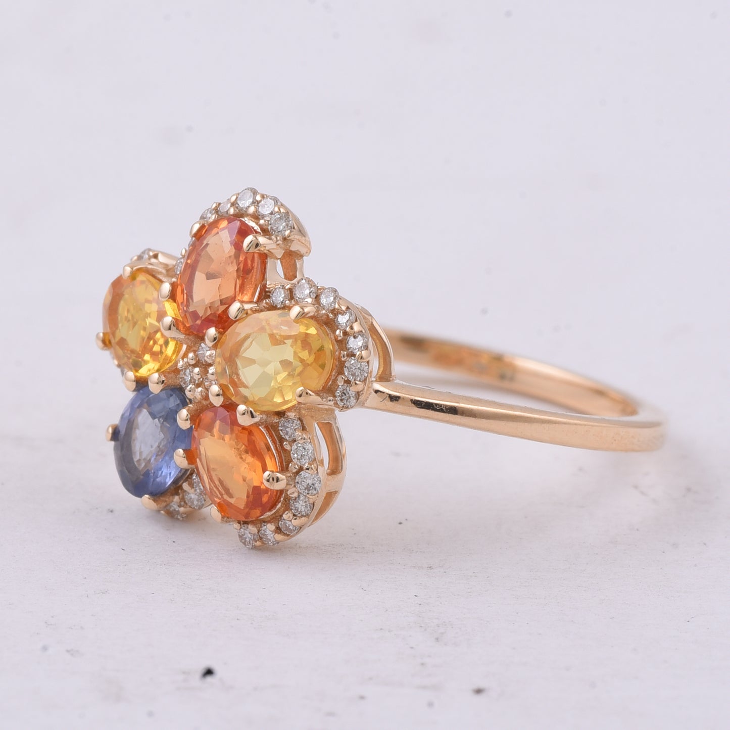 1.80 Ct Oval Natural Multi-Coloured Sapphire 14K Gold Ring