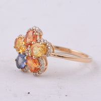 1.80 Ct Oval Natural Multi-Coloured Sapphire 14K Gold Ring