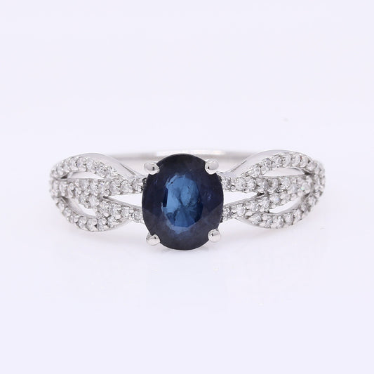 1.34 Ct Oval Mixed Cut Natural Sapphire 950 Platinum Ring