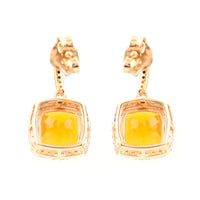 2.15 Ct Cushion Mixed Cut Natural Fire Opal 14K Gold Earrings