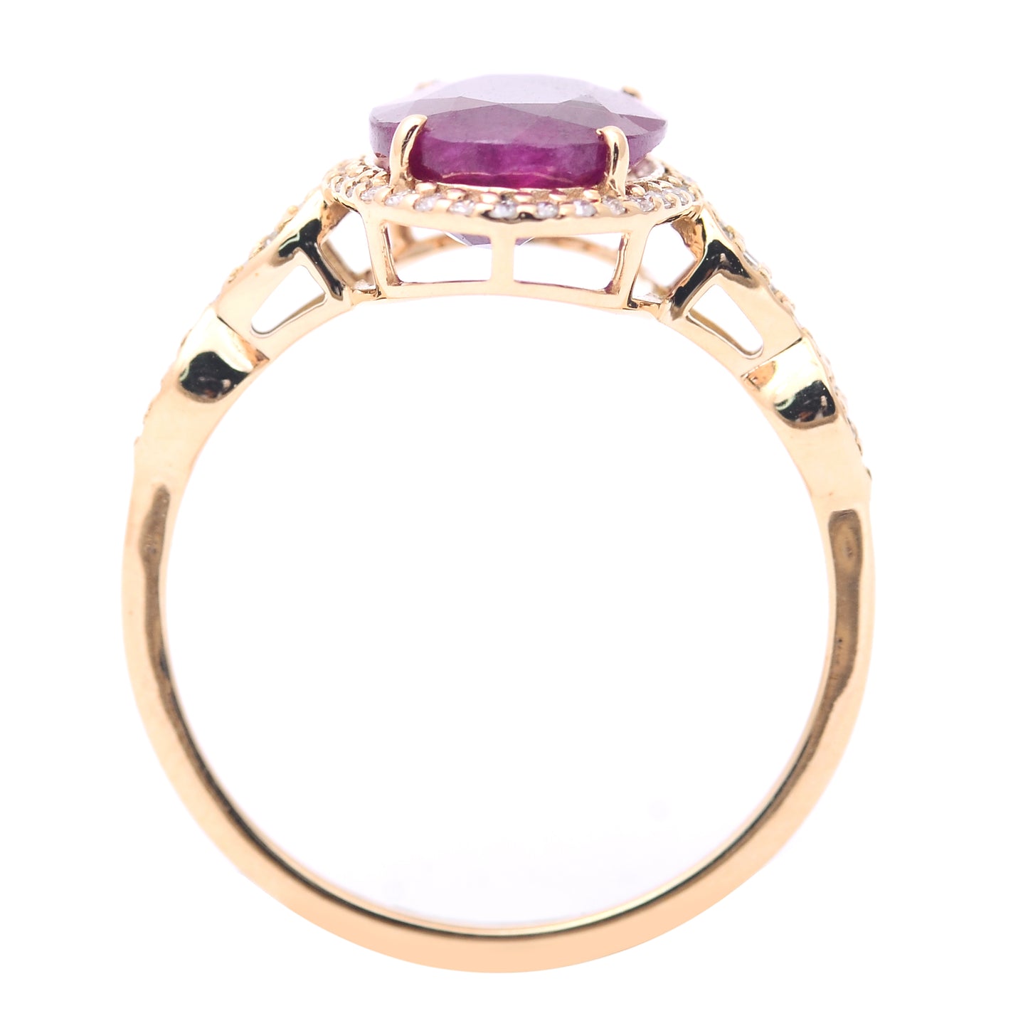 3.73 Ct Oval Mixed Cut Natural Corundum Ruby 14K Gold Ring