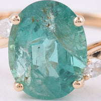 1.18 Ct Oval Natural Emerald 14K Gold Ring