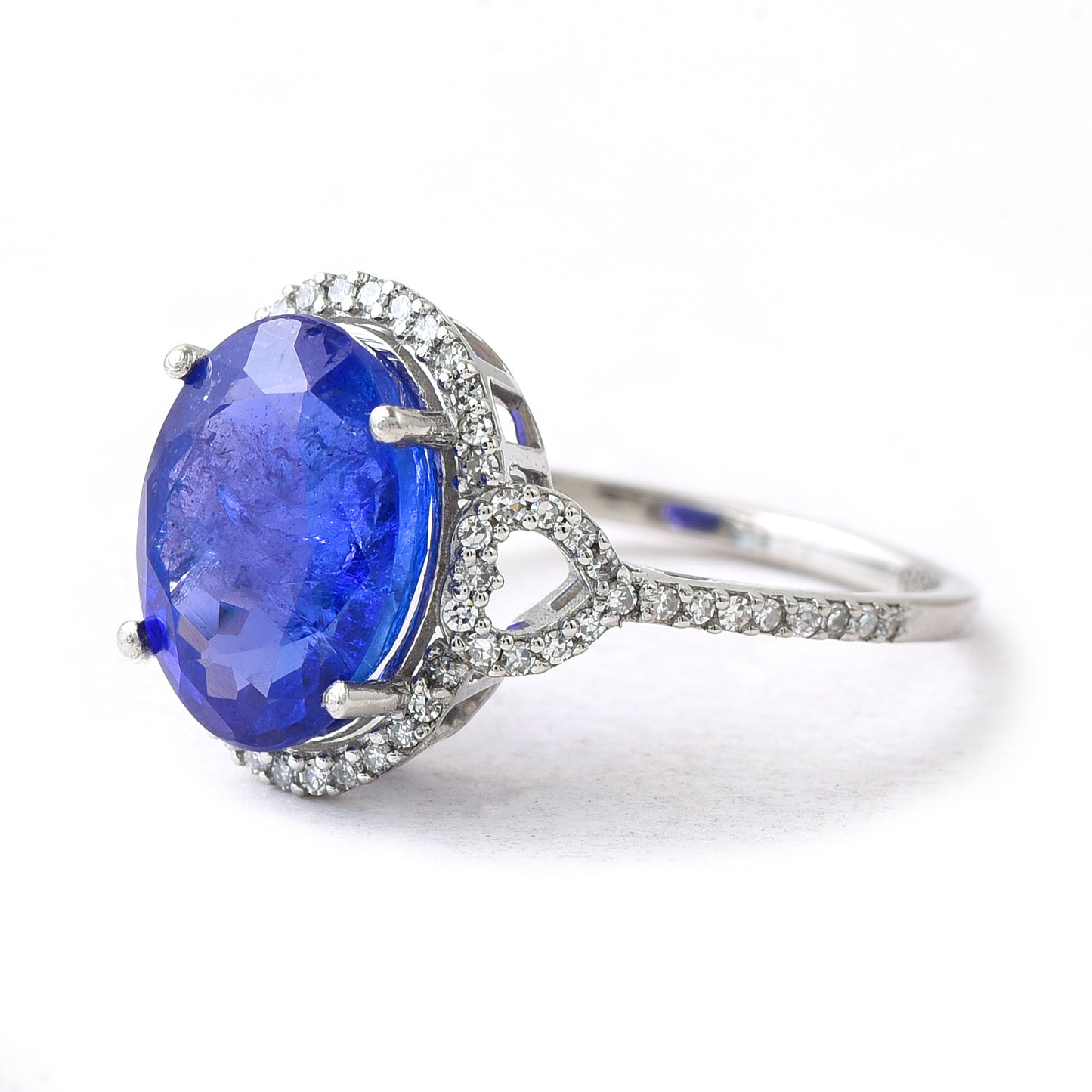 3.10 Ct Oval Mixed Cut Natural Tanzanite 950 Platinum Ring