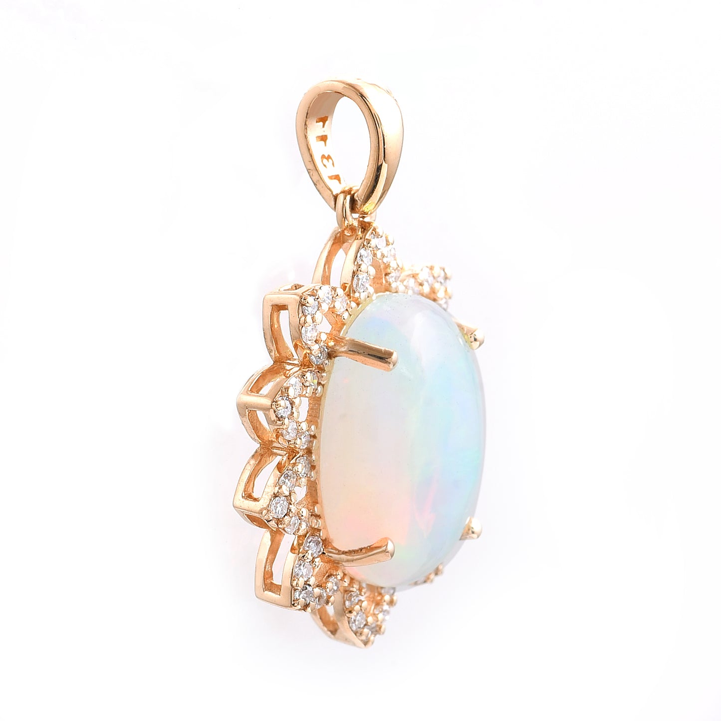 2.35 Ct Oval Cabochon Cut Natural Opal 14K Gold Pendant