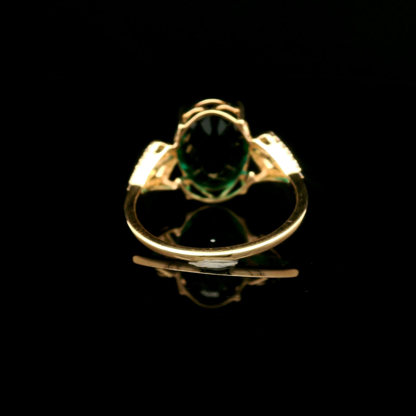 3.75 Ct Oval Mixed Cut Lab Grown Emerald 14K Gold Ring