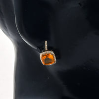 2.15 Ct Cushion Mixed Cut Natural Fire Opal 14K Gold Earrings
