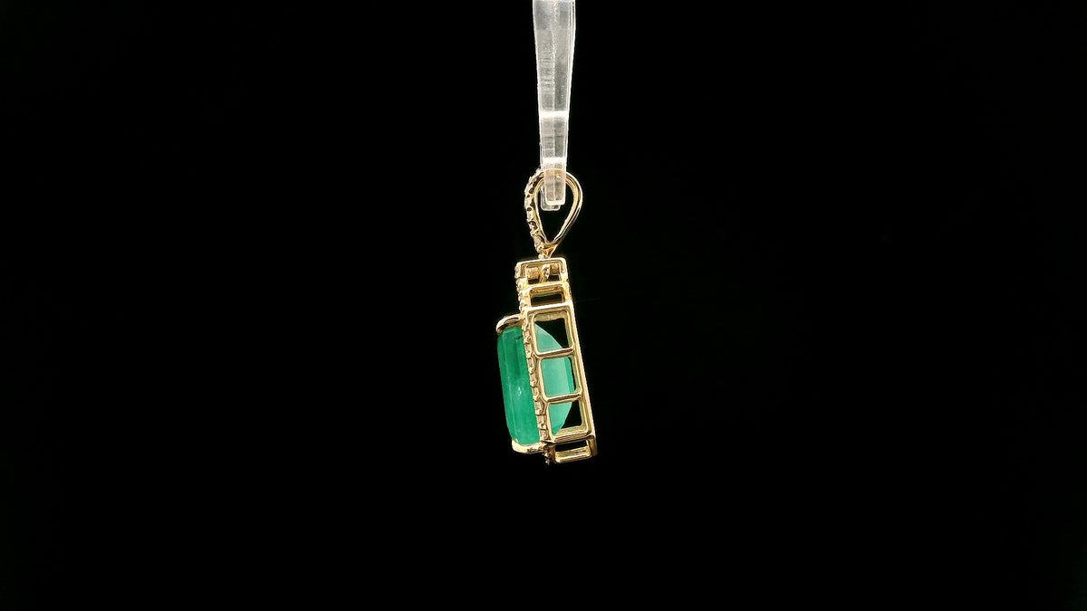 3.54 Ct Octagon Natural Emerald 14K Gold Pendant