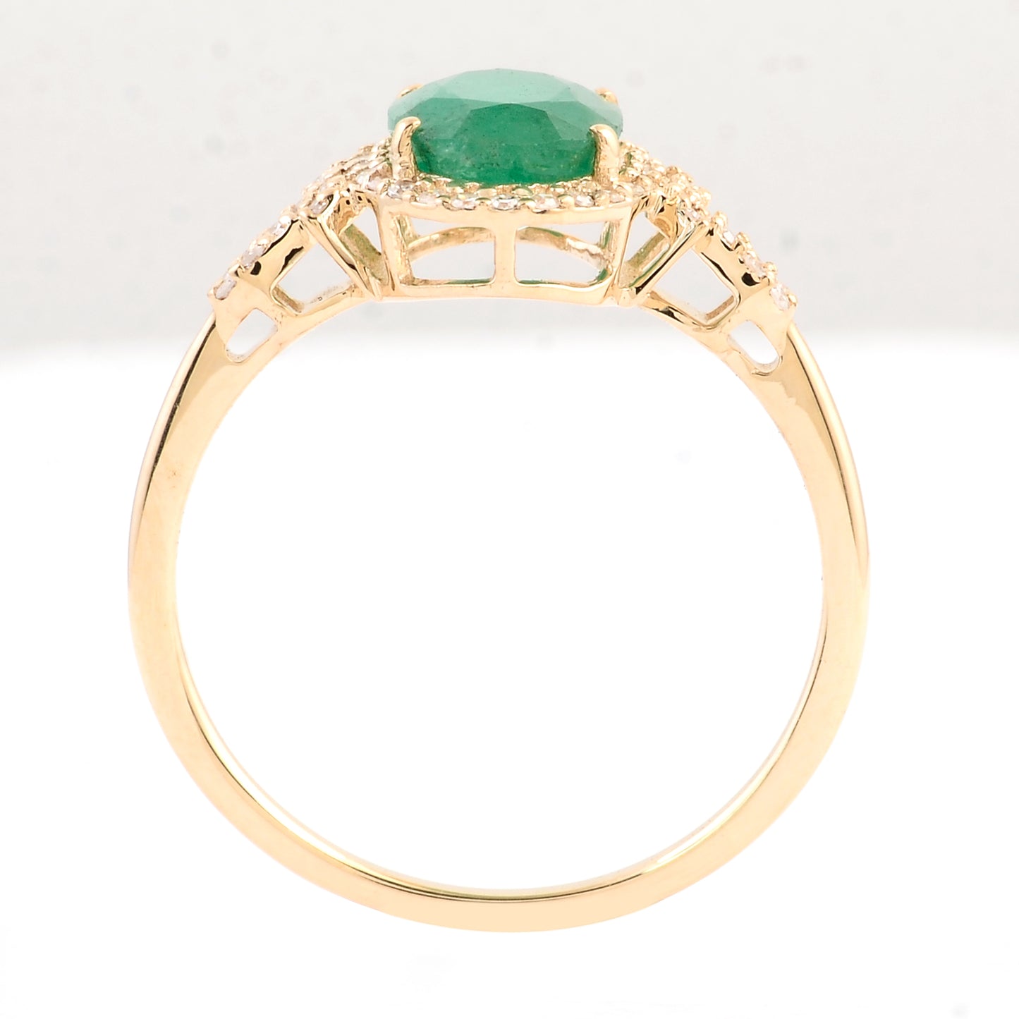 1.53 Ct Oval Mixed Cut Natural Beryl Emerald 14K Gold Ring
