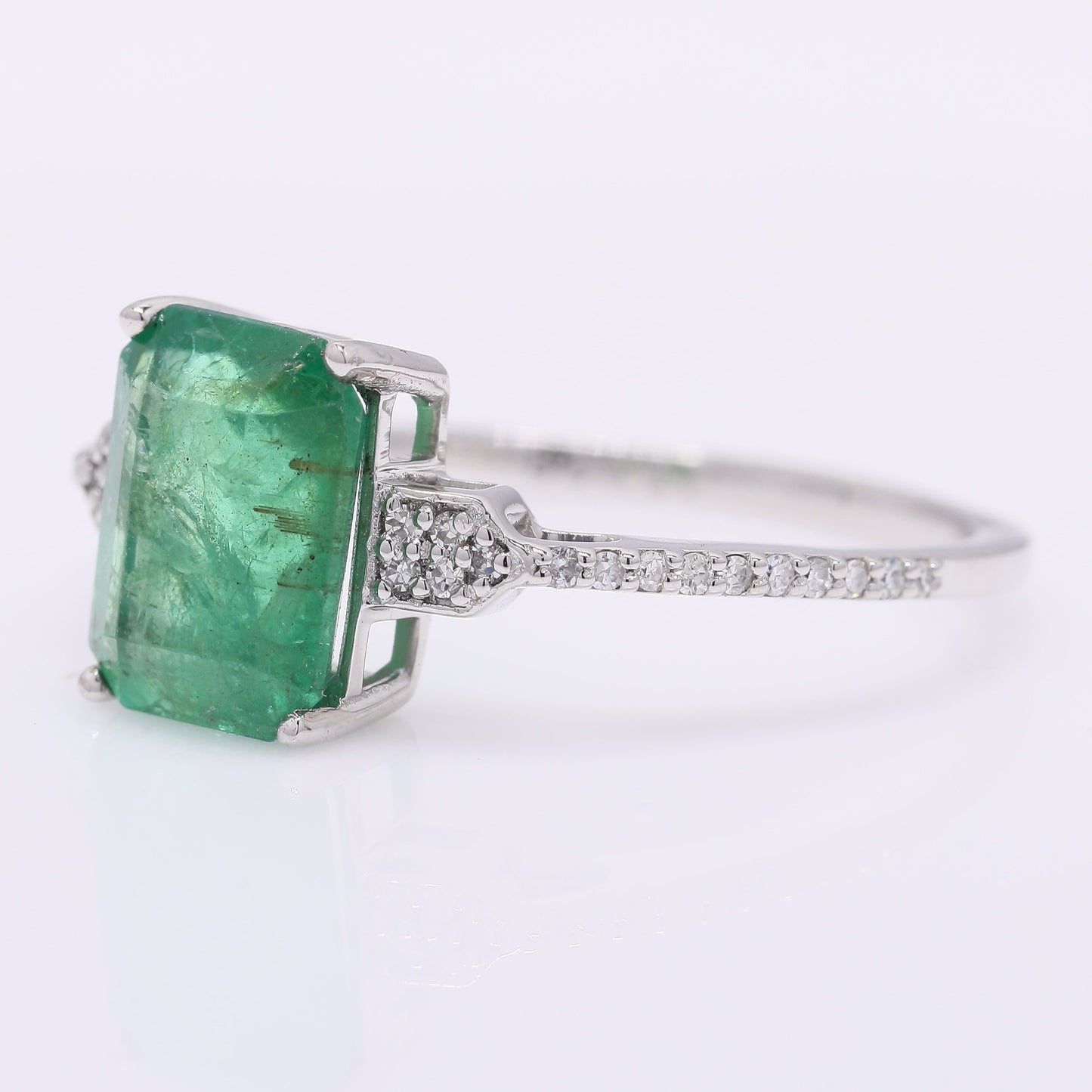 2.03 Ct Octagon Step Cut Natural Emerald 950 Platinum Ring