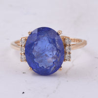 5.41 Ct Oval Natural Tanzanite 14K Gold Ring