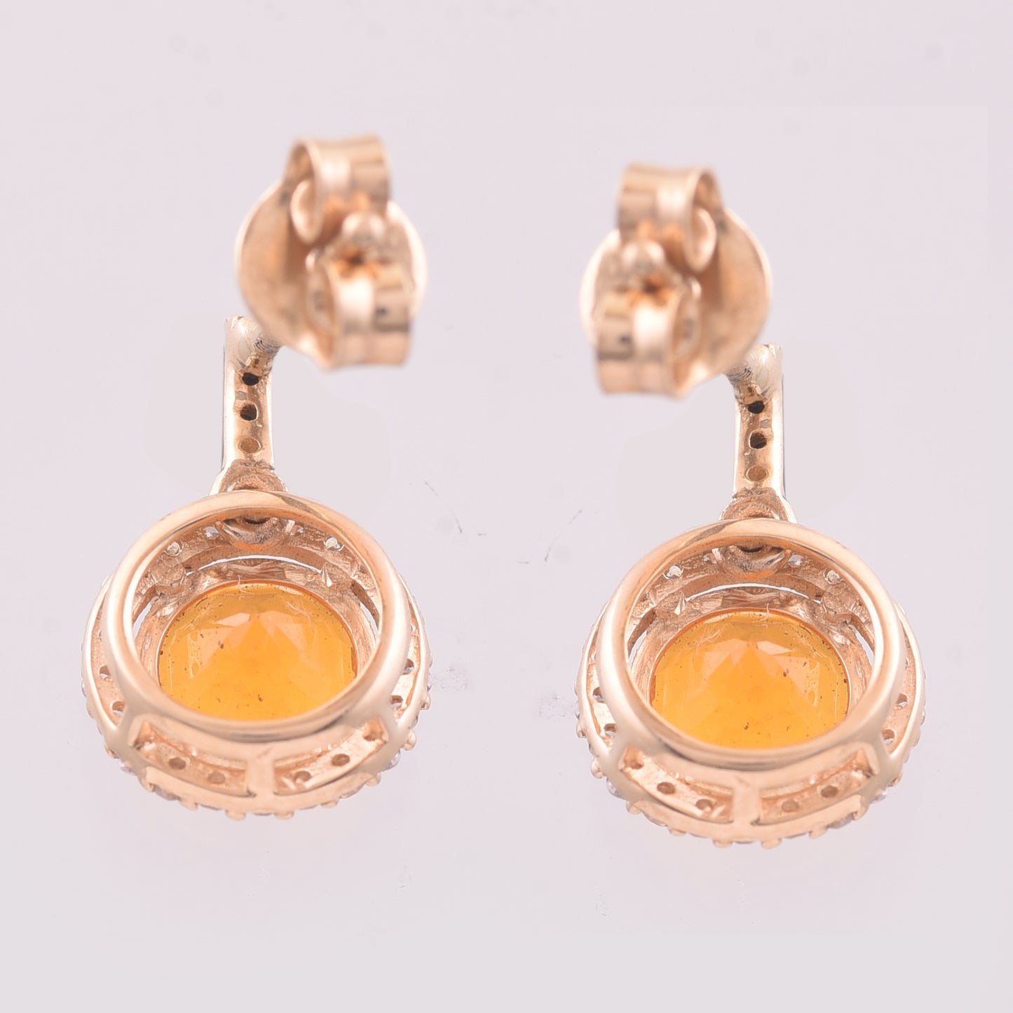 1.26 Ct Round Mixed Cut Natural Fire Opal 14K Gold Earrings