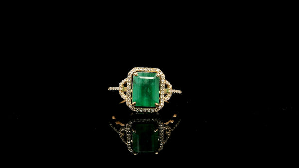 3.13 Ct Octagon Natural Emerald 14K Gold Ring