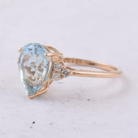 2.80 Ct Pear Natural Aquamarine 14K Gold Ring