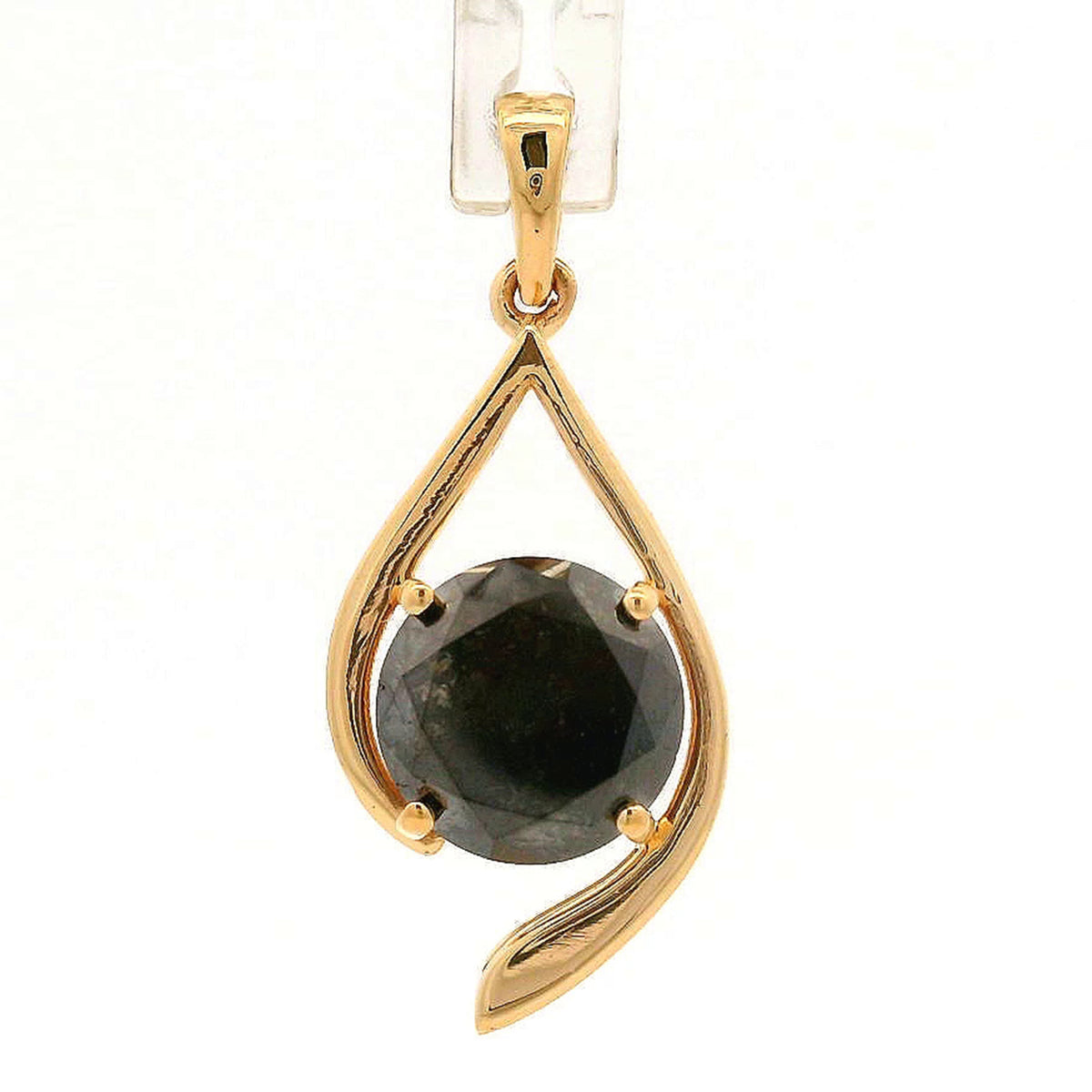 1.97 Ct Round Black Diamond 14K Gold Pendant