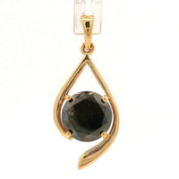 1.97 Ct Round Black Diamond 14K Gold Pendant
