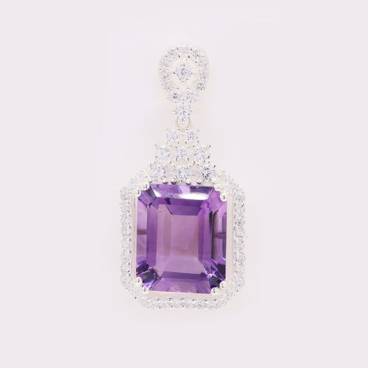 6.14 Ct Octagon Amethyst 925 Silver Pendant
